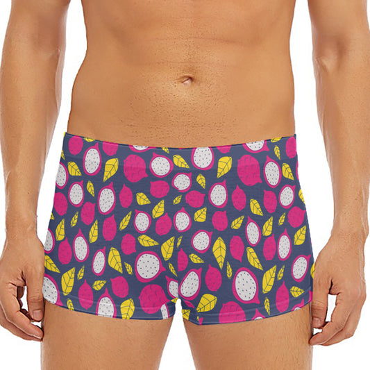 Purple Pitaya Pattern Print Men's Short Boxer Briefs