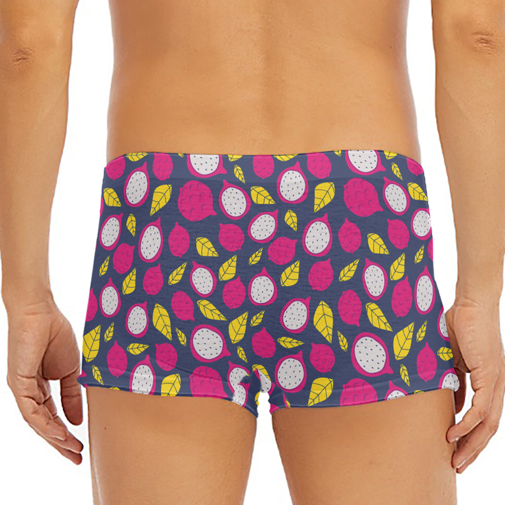 Purple Pitaya Pattern Print Men's Short Boxer Briefs