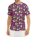 Purple Pitaya Pattern Print Men's Short Sleeve Rash Guard