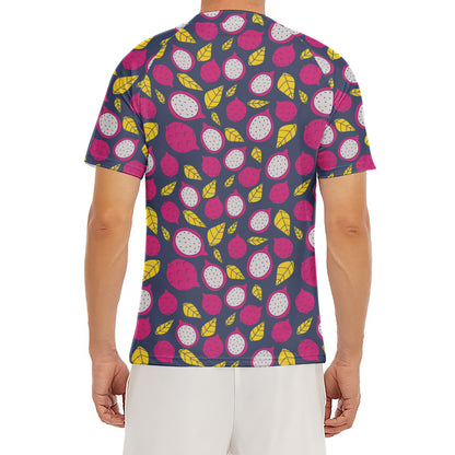 Purple Pitaya Pattern Print Men's Short Sleeve Rash Guard