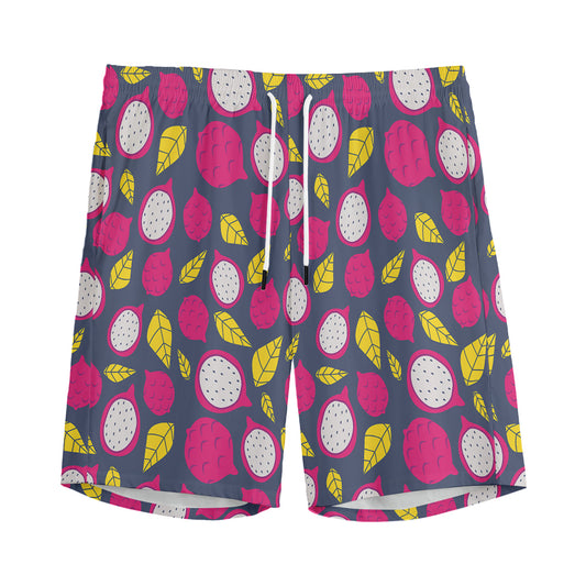 Purple Pitaya Pattern Print Men's Sports Shorts