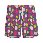 Purple Pitaya Pattern Print Men's Sports Shorts