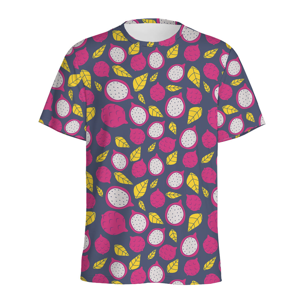 Purple Pitaya Pattern Print Men's Sports T-Shirt