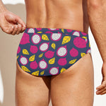 Purple Pitaya Pattern Print Men's Swim Briefs