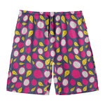 Purple Pitaya Pattern Print Men's Swim Trunks