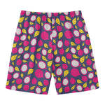 Purple Pitaya Pattern Print Men's Swim Trunks
