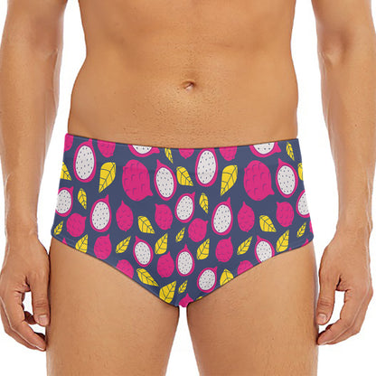 Purple Pitaya Pattern Print Men's Triangle Swim Briefs