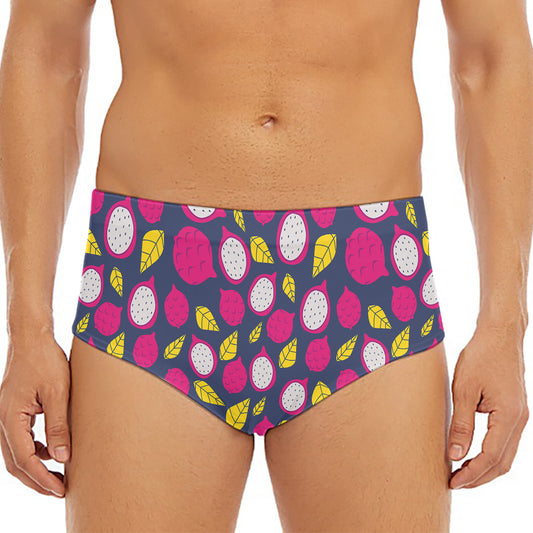 Purple Pitaya Pattern Print Men's Triangle Swim Briefs