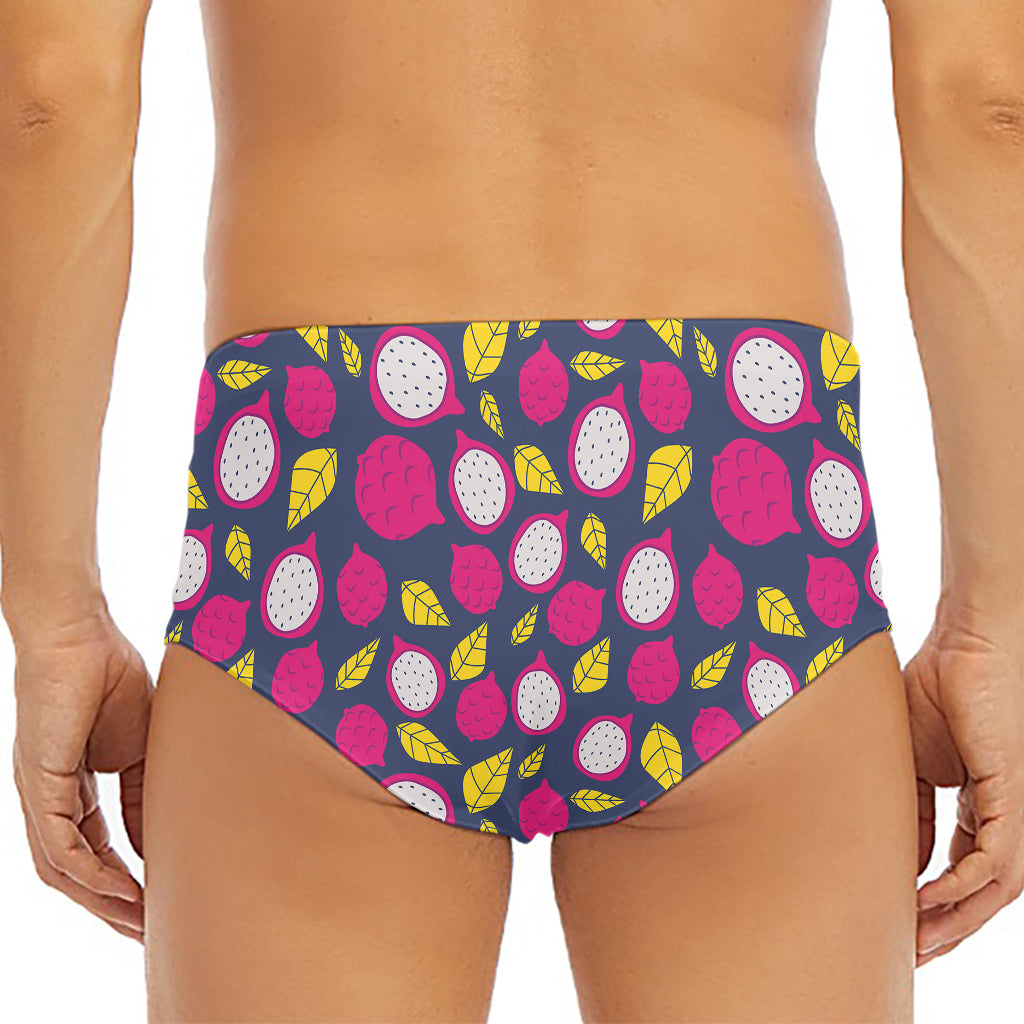 Purple Pitaya Pattern Print Men's Triangle Swim Briefs