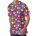 Purple Pitaya Pattern Print Men's Velvet T-Shirt
