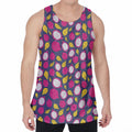 Purple Pitaya Pattern Print Men's Velvet Tank Top