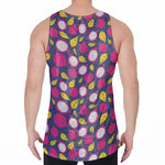 Purple Pitaya Pattern Print Men's Velvet Tank Top