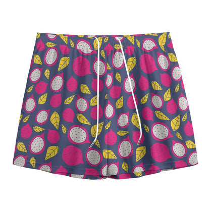 Purple Pitaya Pattern Print Mesh Shorts