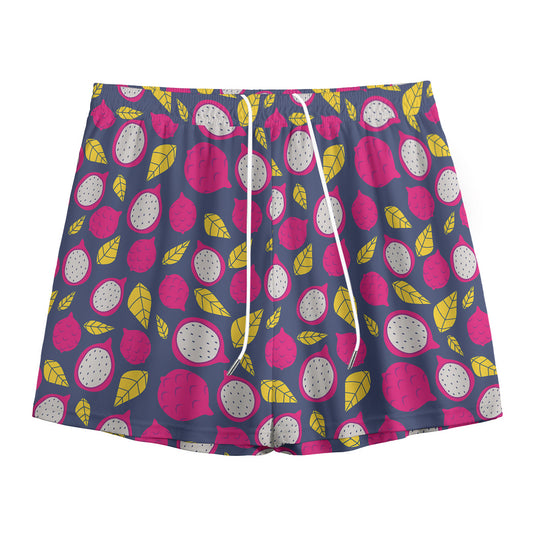 Purple Pitaya Pattern Print Mesh Shorts