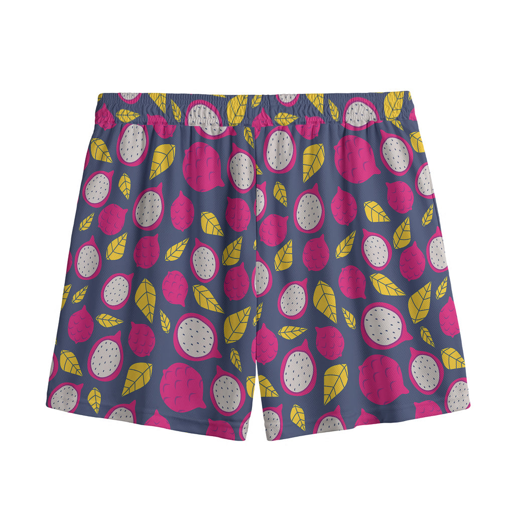 Purple Pitaya Pattern Print Mesh Shorts