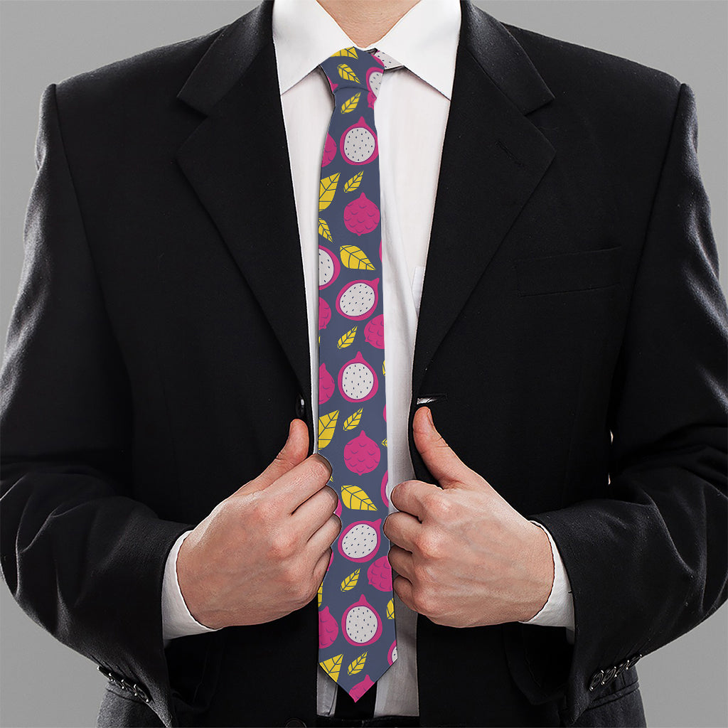 Purple Pitaya Pattern Print Necktie