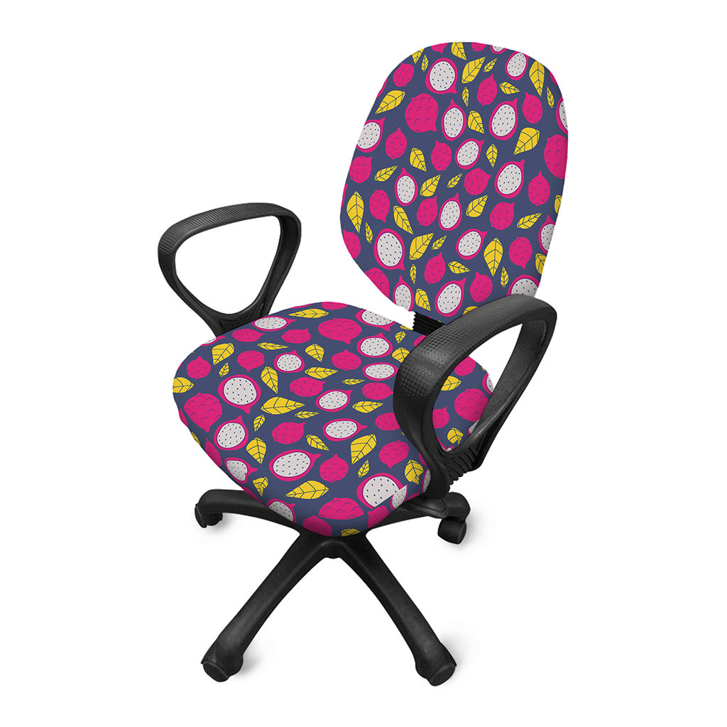 Purple Pitaya Pattern Print Office Chair Cover