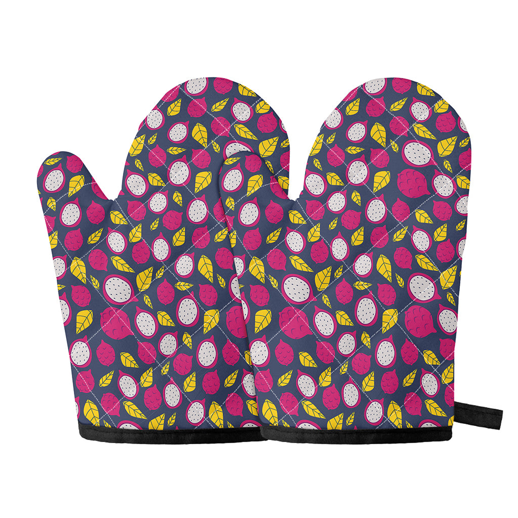 Purple Pitaya Pattern Print Oven Mitts
