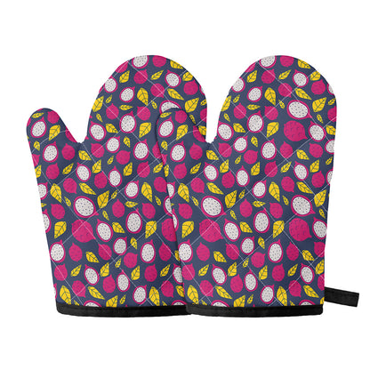 Purple Pitaya Pattern Print Oven Mitts