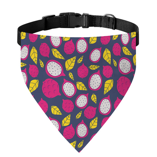 Purple Pitaya Pattern Print Over The Collar Dog Bandana