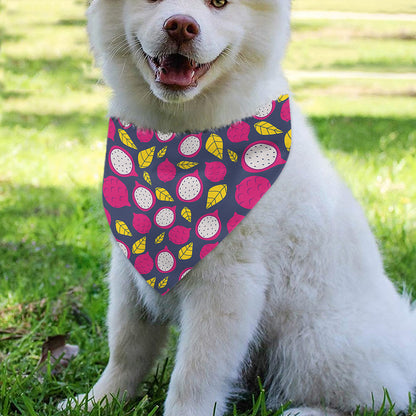 Purple Pitaya Pattern Print Over The Collar Dog Bandana