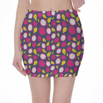 Purple Pitaya Pattern Print Pencil Mini Skirt