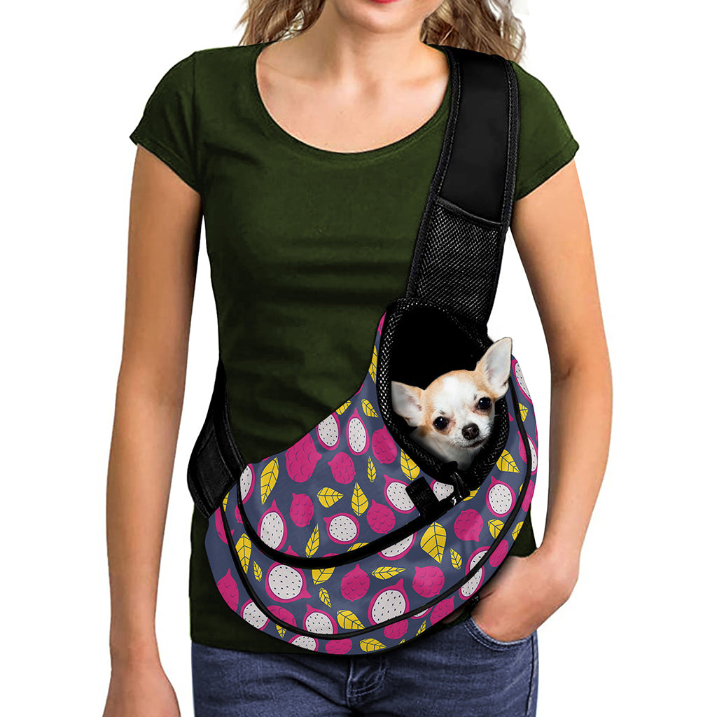 Purple Pitaya Pattern Print Pet Sling Carrier
