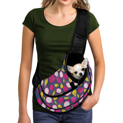 Purple Pitaya Pattern Print Pet Sling Carrier