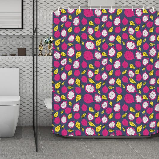Purple Pitaya Pattern Print Polyester Shower Curtain