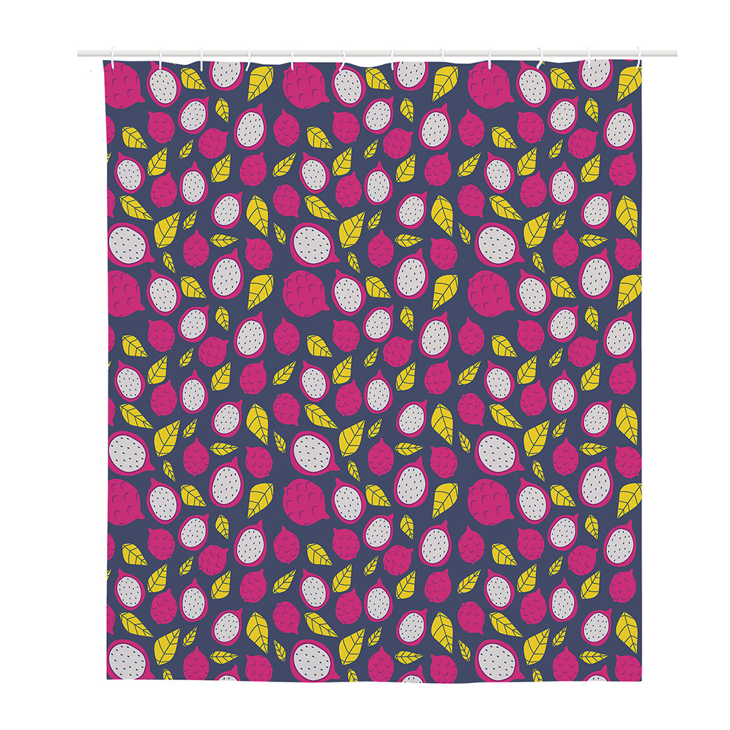 Purple Pitaya Pattern Print Polyester Shower Curtain