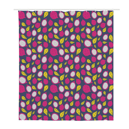 Purple Pitaya Pattern Print Polyester Shower Curtain