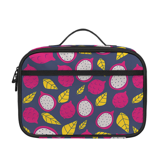 Purple Pitaya Pattern Print Portable Lunch Bag