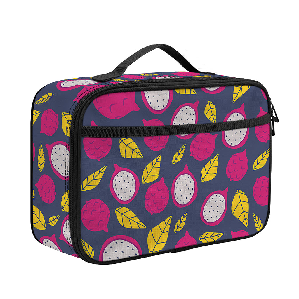 Purple Pitaya Pattern Print Portable Lunch Bag