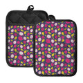 Purple Pitaya Pattern Print Pot Holders With Pocket