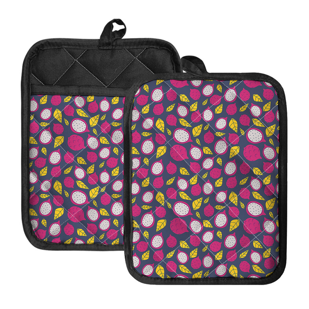 Purple Pitaya Pattern Print Pot Holders With Pocket