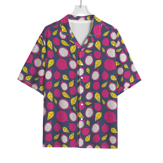 Purple Pitaya Pattern Print Rayon Hawaiian Shirt