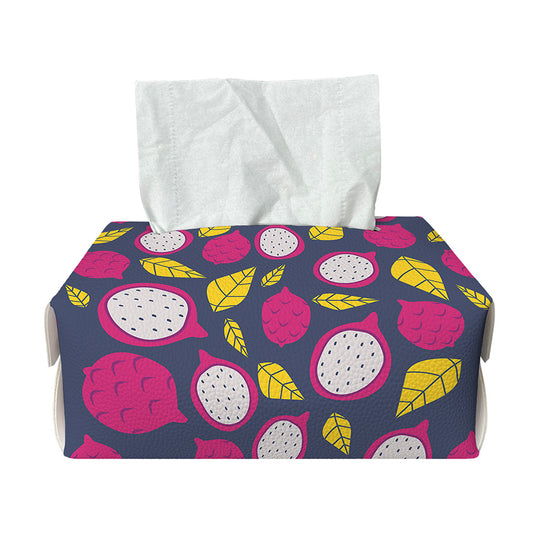 Purple Pitaya Pattern Print Rectangle Tissue Box Cover