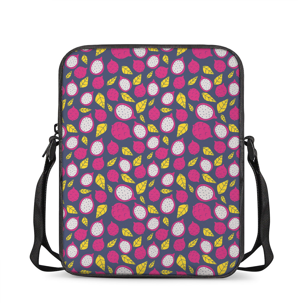 Purple Pitaya Pattern Print Rectangular Crossbody Bag