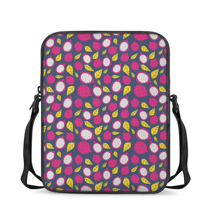 Purple Pitaya Pattern Print Rectangular Crossbody Bag