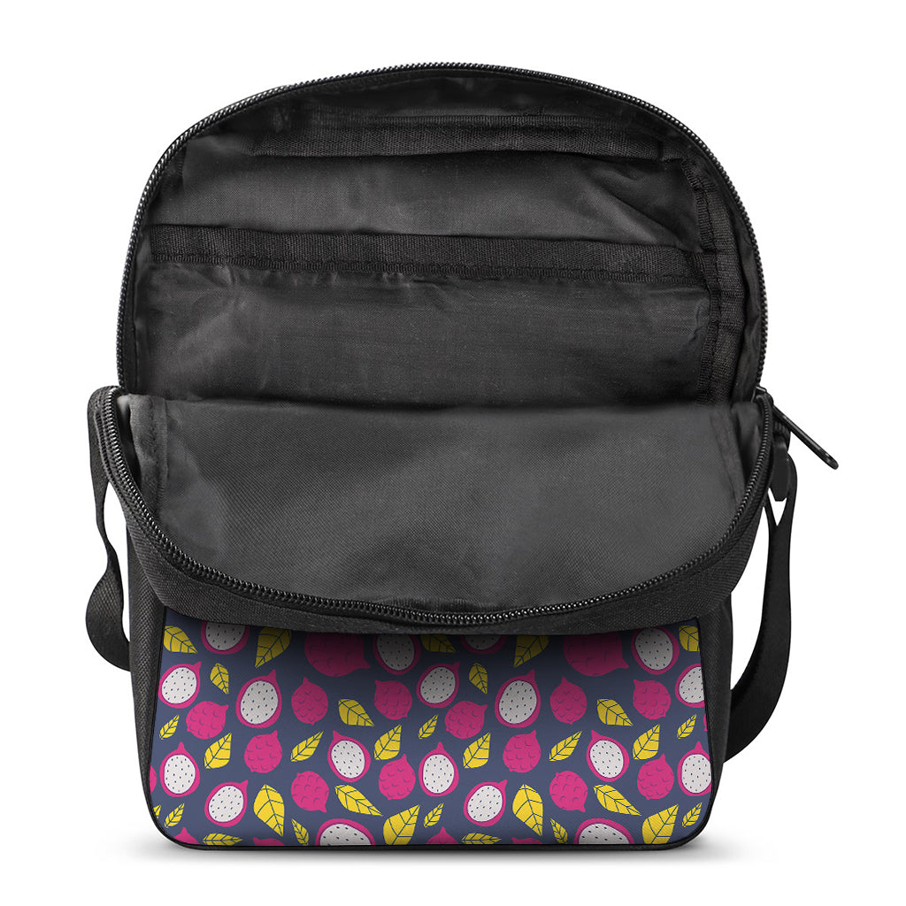 Purple Pitaya Pattern Print Rectangular Crossbody Bag