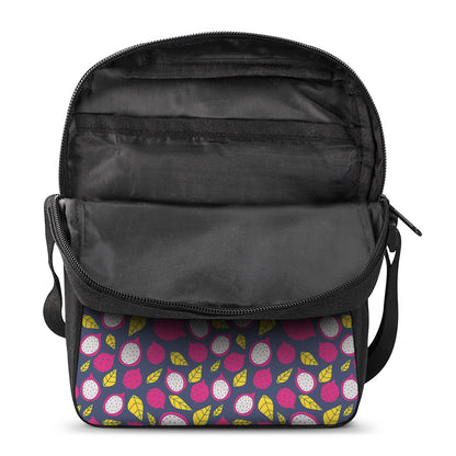 Purple Pitaya Pattern Print Rectangular Crossbody Bag