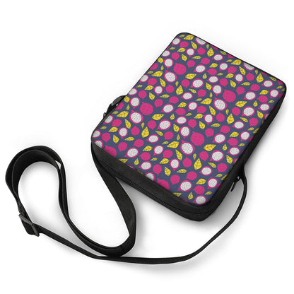 Purple Pitaya Pattern Print Rectangular Crossbody Bag