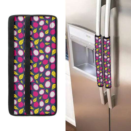 Purple Pitaya Pattern Print Refrigerator Handle Covers