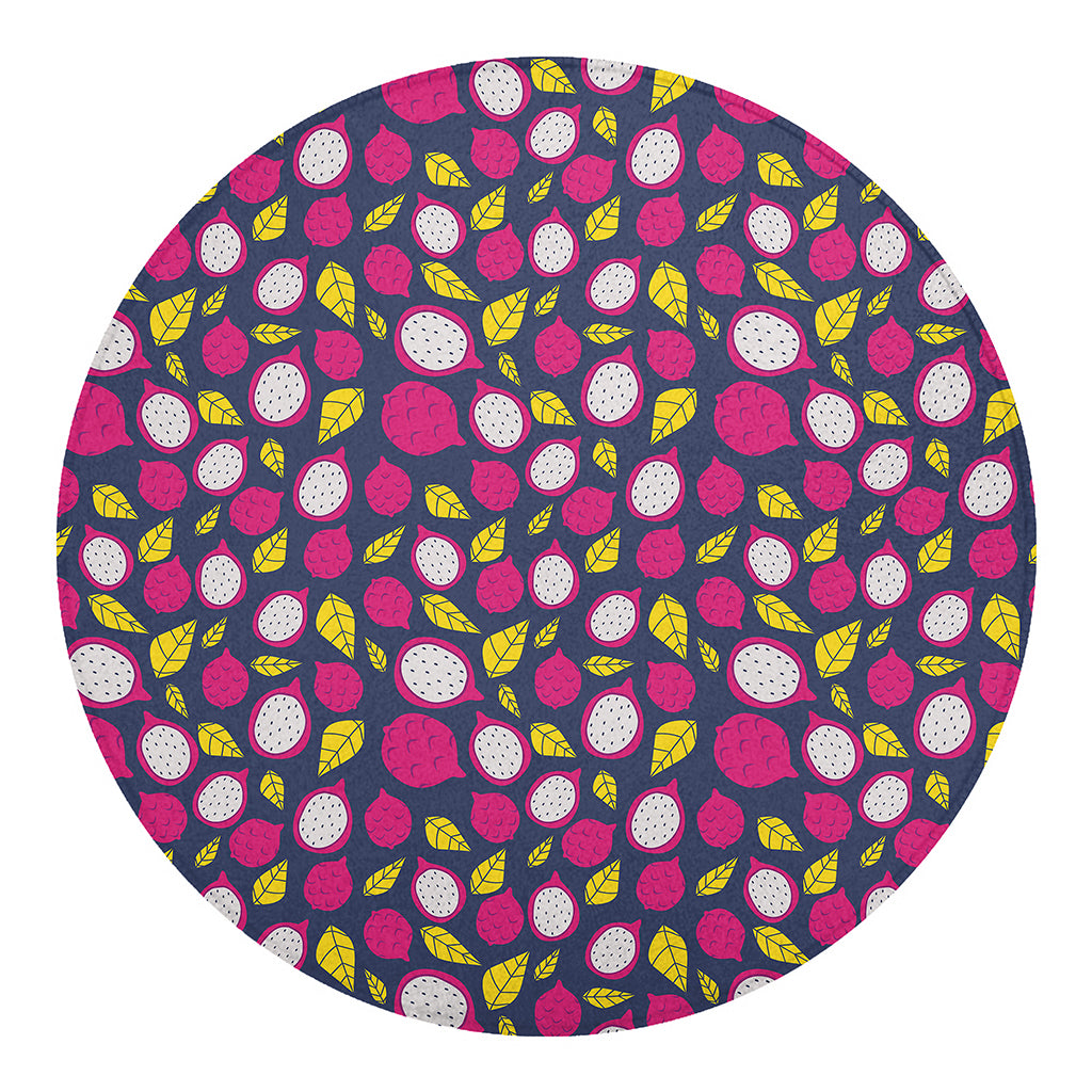 Purple Pitaya Pattern Print Round Blanket