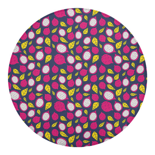 Purple Pitaya Pattern Print Round Blanket