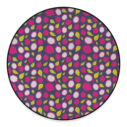 Purple Pitaya Pattern Print Round Floor Mat