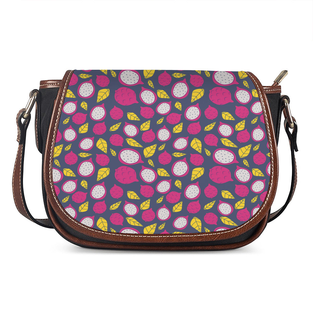 Purple Pitaya Pattern Print Saddle Bag