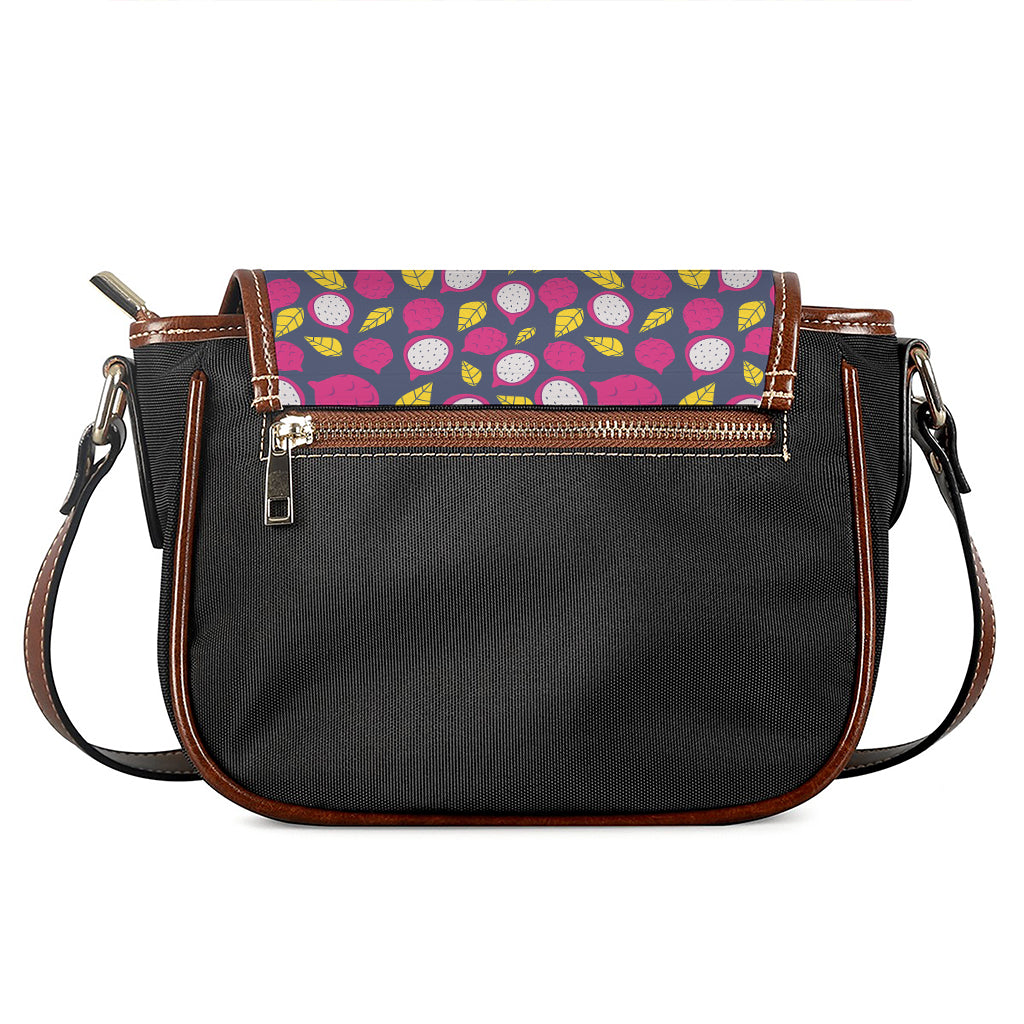 Purple Pitaya Pattern Print Saddle Bag