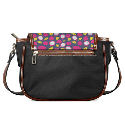 Purple Pitaya Pattern Print Saddle Bag