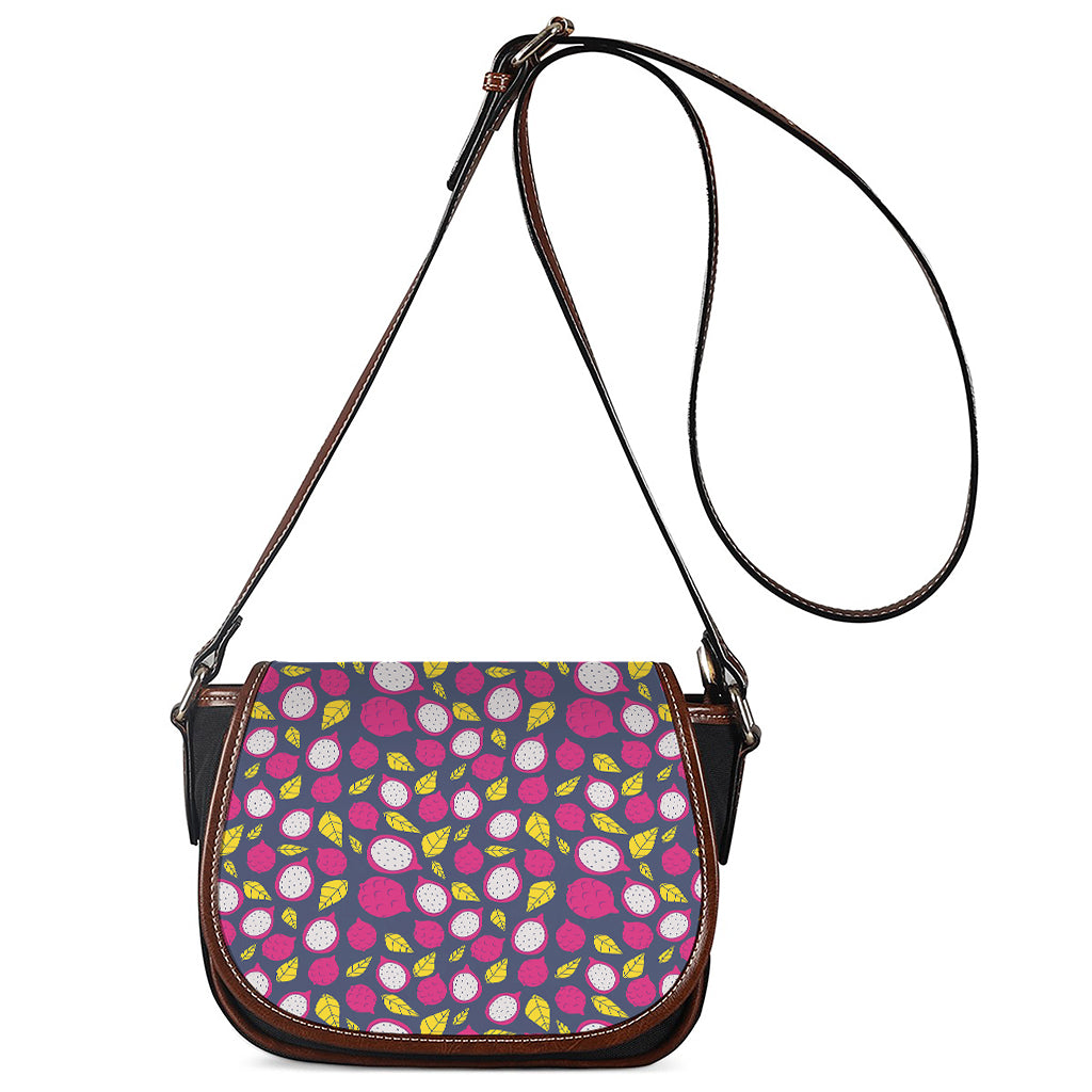 Purple Pitaya Pattern Print Saddle Bag